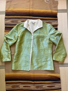 Grace Chuang Textured Satin Open Front Blazer VINTAGE